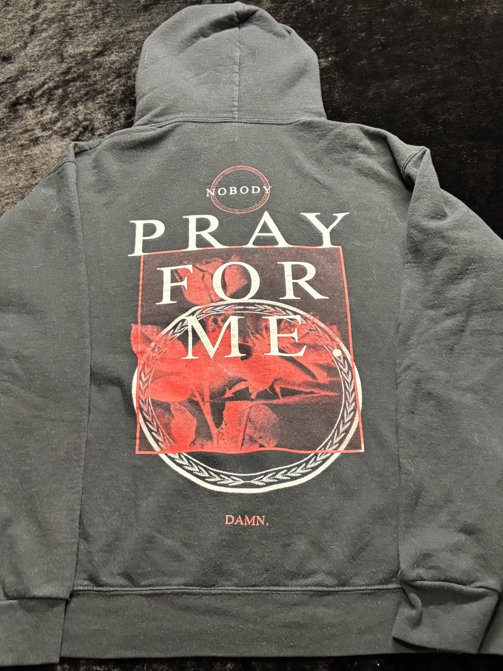 Men Medium 2017 Kendrick Lamar DAMN Tour Nobody Pray For Me Black Hoodie
